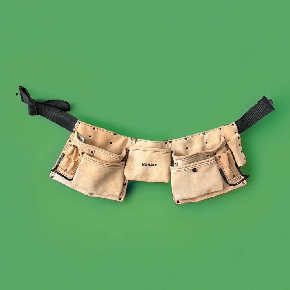 Kobalt Carpenters Suede Leather Tool Apron W/Belt 12 Pockets 2 Hammer Spots